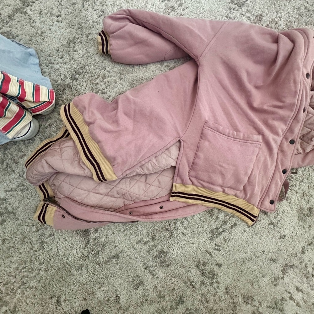 Böhme Blush Pink Hooded Quilted Jacket XS/S Oversized Cozy Boho Coat - Picture 10 of 10